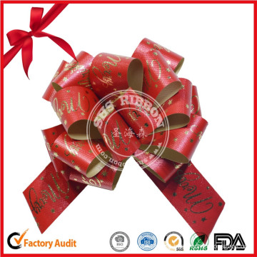 Satin Printed Gift Pull Ribbon Bow for Christmas